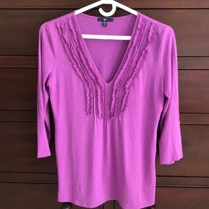 Gap 3/4 length sleeve ruffle top